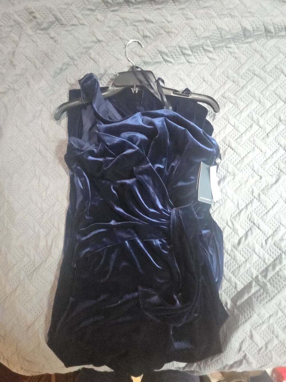 Adrianna Papell One Shoulder Velvet Jumpsuit Size 10 Midnight Blue